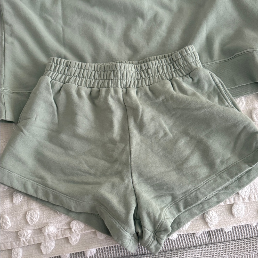 Women’s Sage Green Lounge Shorts - daily drills - Picture 3 of 4
